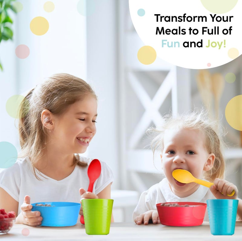 PLASKIDY Kids Cups - Set of 18 Plastic Toddler Cups 8 Ounce Children Drinking Cups Tumblers 9 Assorted Colors - Reusable Dishwasher Safe BPA Free Cups for Kids and Toddlers - Image 4